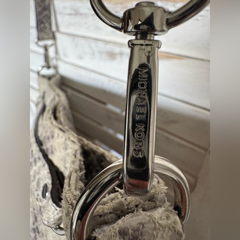 Michael Kors Jet Set Gray Python Print Leather Co… - image 8